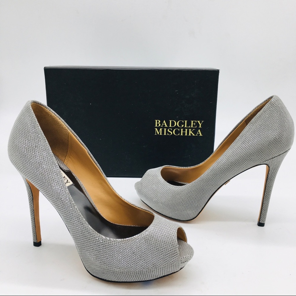 Badgley Mischka Pewter Metallic Bridal Heels